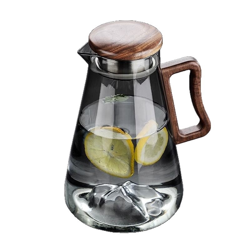 Set de ceainic pentru apă rece, stil retro, capacitate mare, sticlă din borosilicat înalt, rezistent la temperaturi, pentru living.