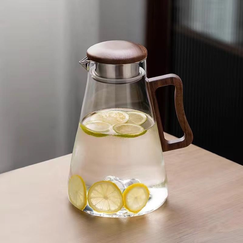 Set de ceainic pentru apă rece, stil retro, capacitate mare, sticlă din borosilicat înalt, rezistent la temperaturi, pentru living.