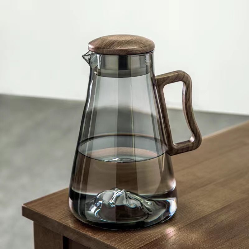 Set de ceainic pentru apă rece, stil retro, capacitate mare, sticlă din borosilicat înalt, rezistent la temperaturi, pentru living.
