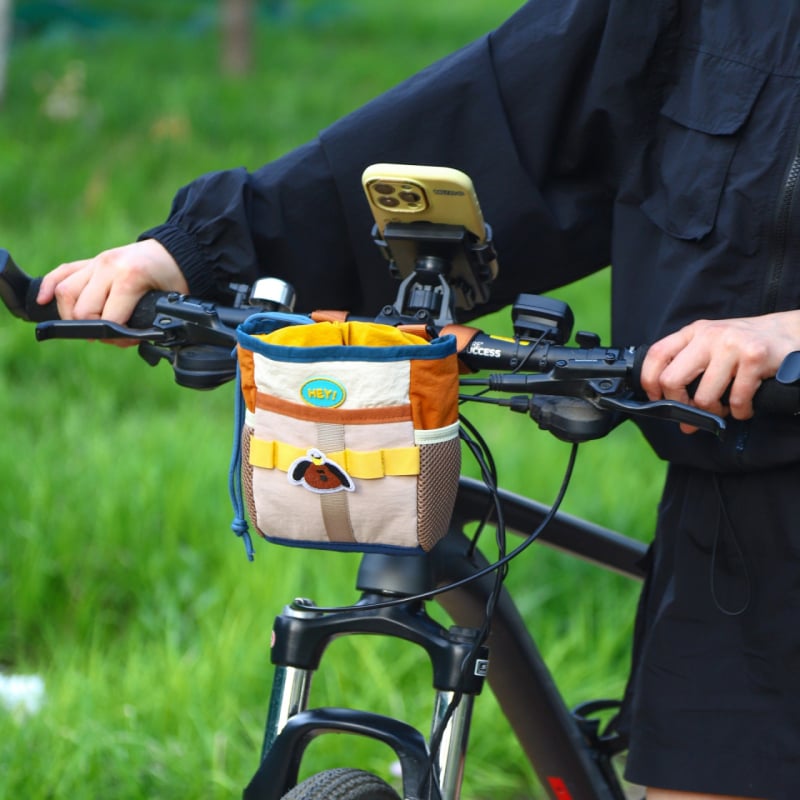 Geantă de ghidon pentru bicicletă, impermeabilă, spațiu de depozitare pentru sticlă de apă și echipament