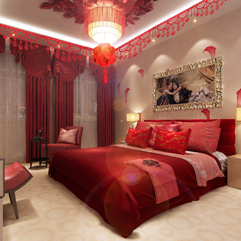 Decorațiune de perete cu Dublă Fericire pentru nuntă și sufragerie, țesătură nețesută, panglici colorate, stil chinezesc