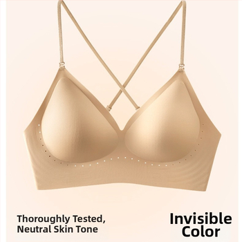 Sutien invizibil fără bretele, cupe ultra-subțiri modelate, fără cusături, material respirabil, bretele detașabile
