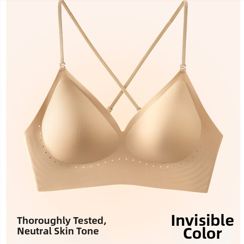 Sutien invizibil fără bretele, cupe ultra-subțiri modelate, fără cusături, material respirabil, bretele detașabile