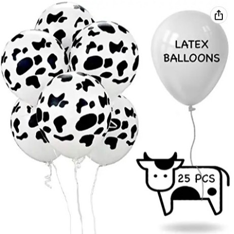 Baloane de latex cu model vacă, decor pentru petrecerea copiilor cu temă vacă și recuzită pentru fotografii, pachet de 25 bucăți