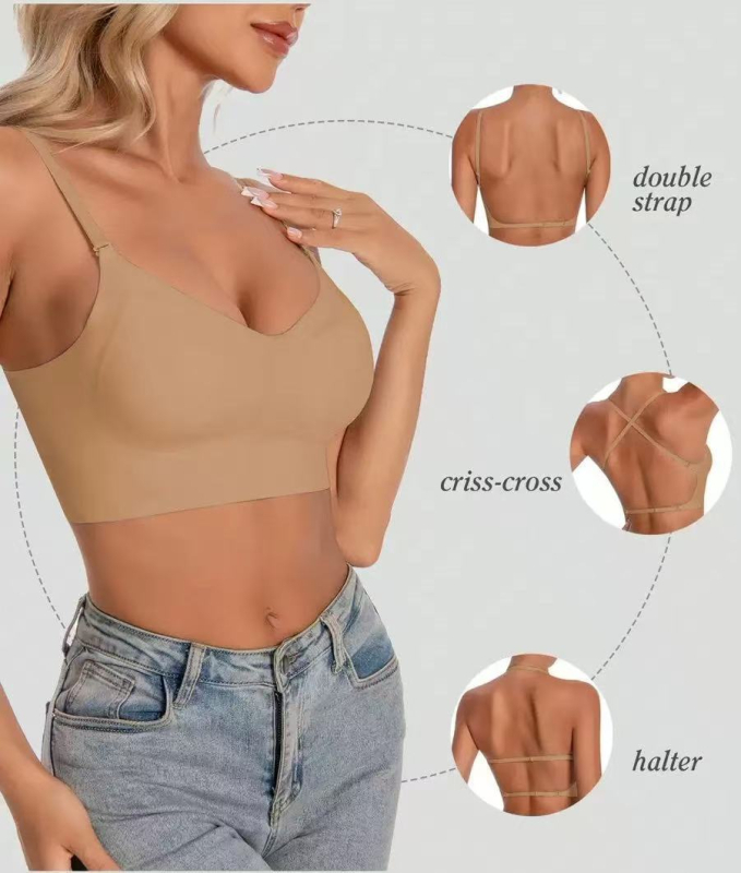 Sutien fără cusuri, fără spate, pentru femei, formă U subțire, halter, invizibil, purtare multiplă, în opt culori