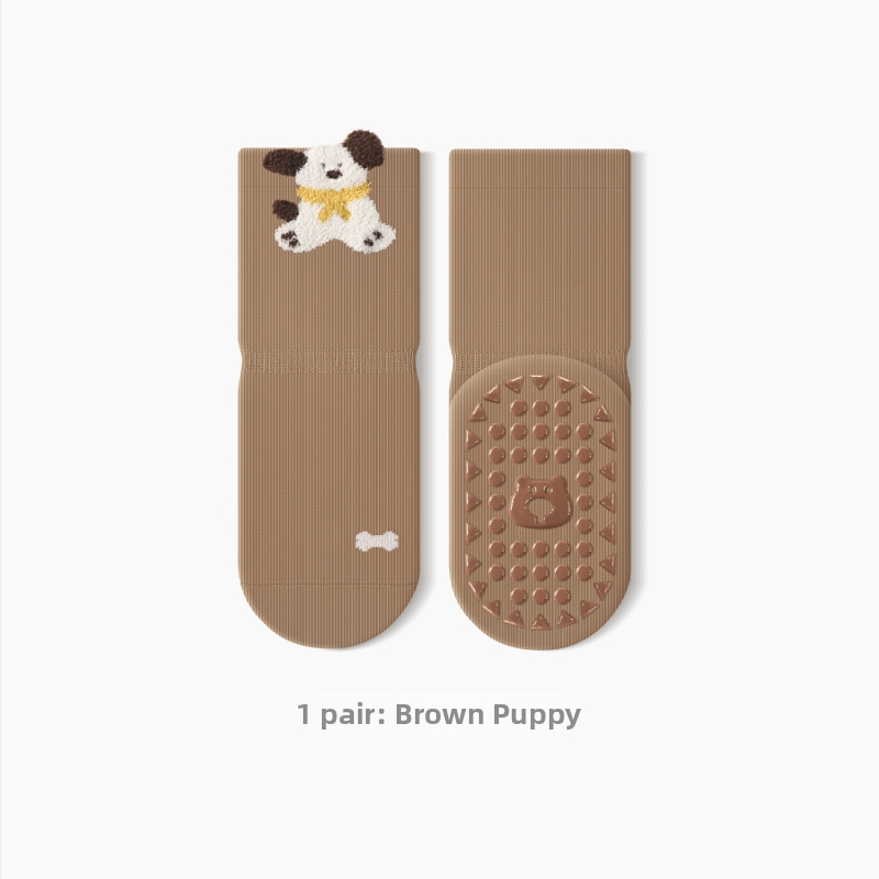 Șosete de toamnă pentru bebeluși, A-clasă, antiderapante, lungime medie, design cu animale desen animate, din bumbac