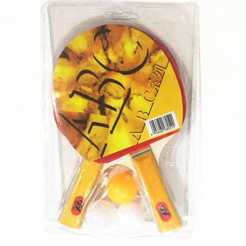 Huatai ABC set rachete ping-pong – 2 rachete și 3 mingi, pentru elevi, antrenament, mânere colorate, gumă cu dublă față
