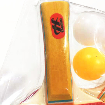 Huatai ABC set rachete ping-pong – 2 rachete și 3 mingi, pentru elevi, antrenament, mânere colorate, gumă cu dublă față