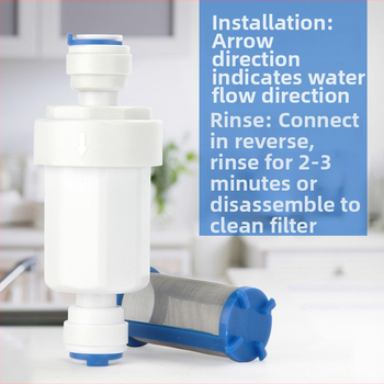Filtru micro cu conexiune rapidă 2–3 minute pentru purificator de apă — prefiltru cu plasă din oțel inoxidabil pentru sediment și particule