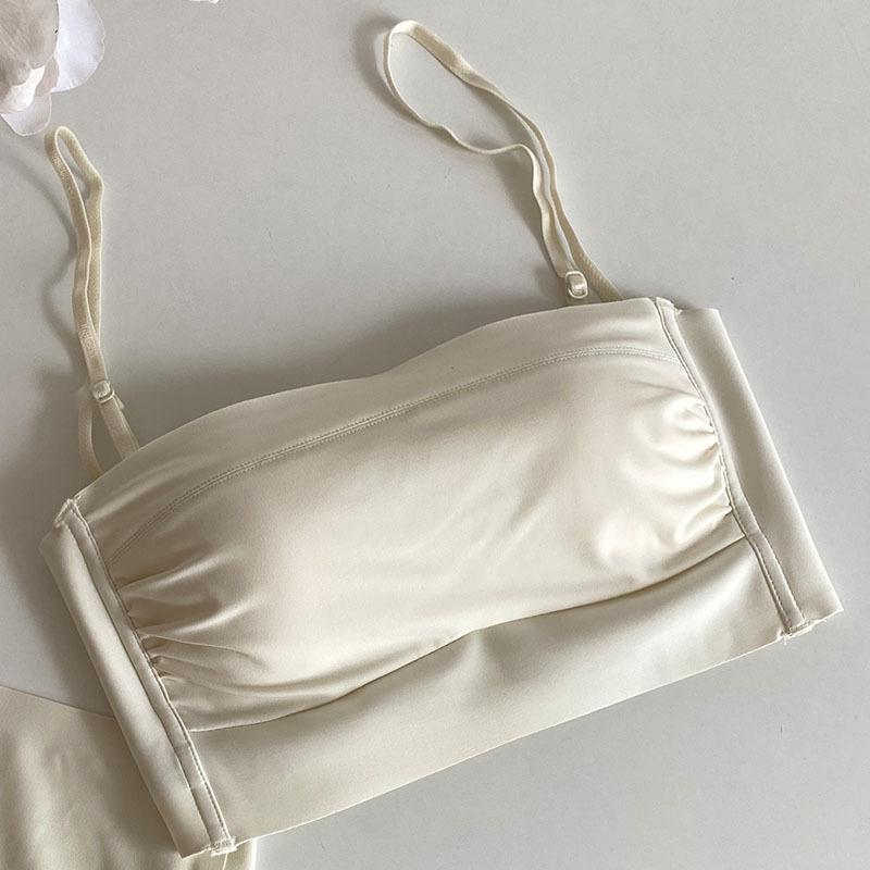 Sutien bandeau fără cusături, cupe subțiri, spate deschis, fără balene, confortabil pentru uz zilnic