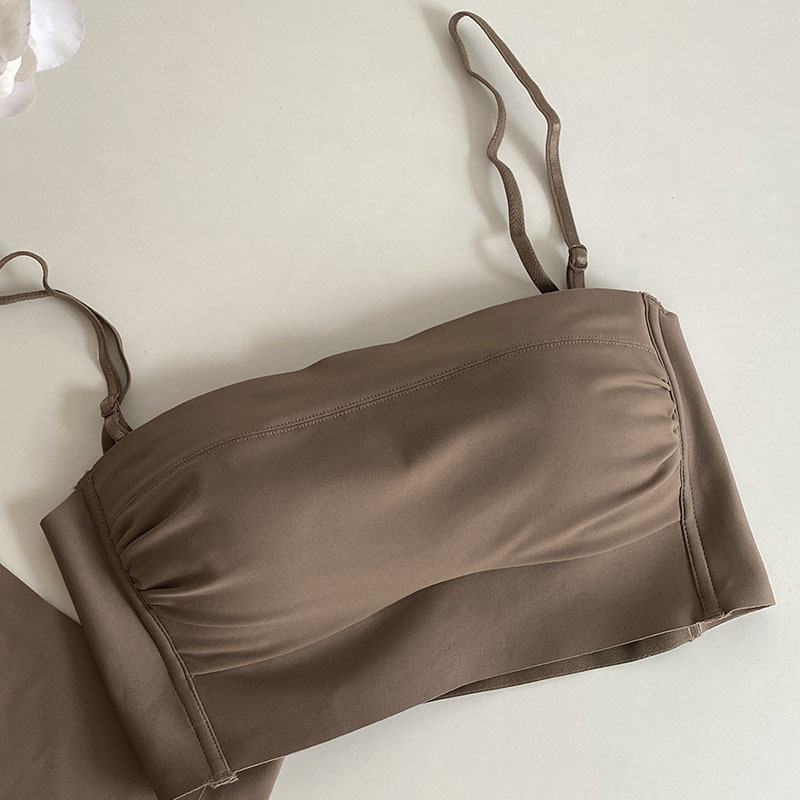 Sutien bandeau fără cusături, cupe subțiri, spate deschis, fără balene, confortabil pentru uz zilnic
