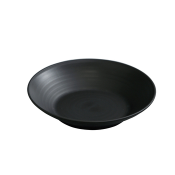 Farfurie neagră din plastic, minimalistă, cu nervuri, stil occidental, pentru uz casnic – farfurie cu formă de pălărie de paie, farfurie pentru legume, farfurie pentru supă, farfurie de cină, farfurie adâncă