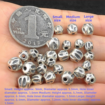 Strieborné korálky S925, vintage korálky, okrúhle korálky, tkaný náramok a náhrdelník, DIY doplnok
