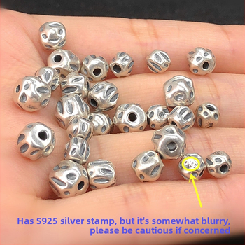 Strieborné korálky S925, vintage korálky, okrúhle korálky, tkaný náramok a náhrdelník, DIY doplnok