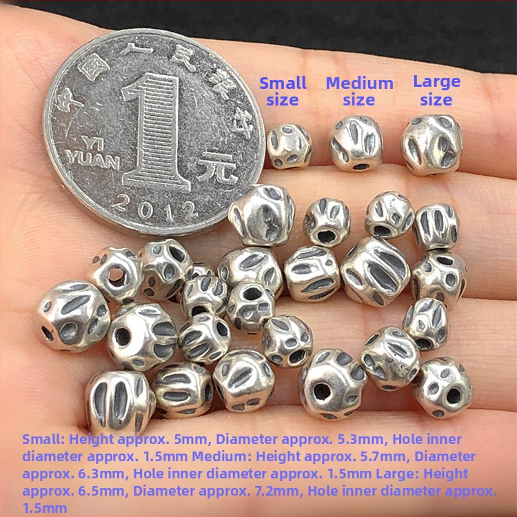 Strieborné korálky S925, vintage korálky, okrúhle korálky, tkaný náramok a náhrdelník, DIY doplnok