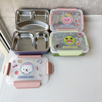 Cutie pentru prânz din oțel inoxidabil 304, izolată, cu compartimente — design drăguț pentru elev