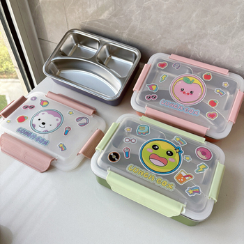 Cutie pentru prânz din oțel inoxidabil 304, izolată, cu compartimente — design drăguț pentru elev