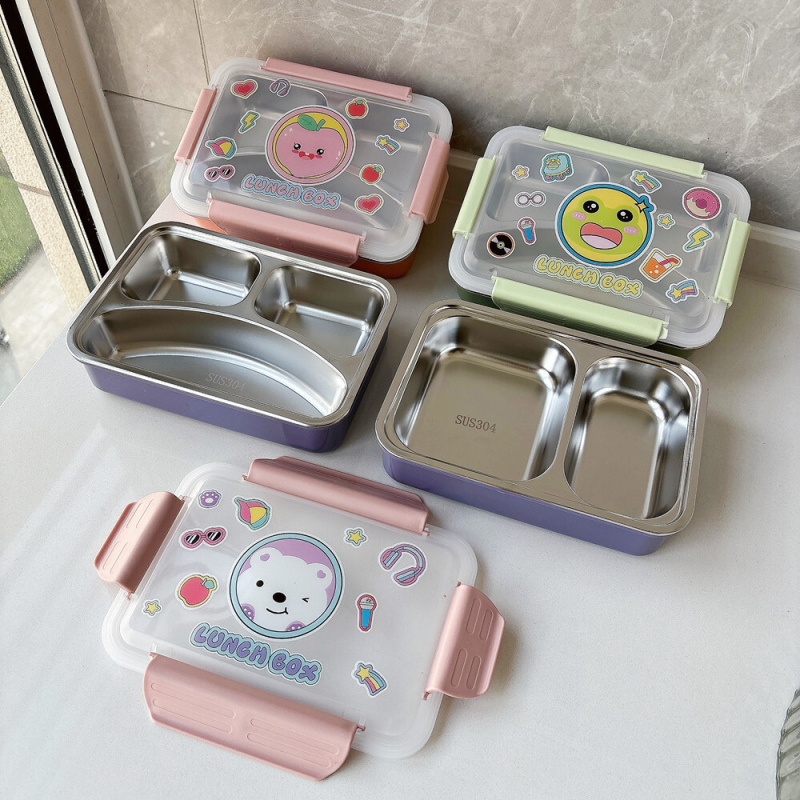 Cutie pentru prânz din oțel inoxidabil 304, izolată, cu compartimente — design drăguț pentru elev