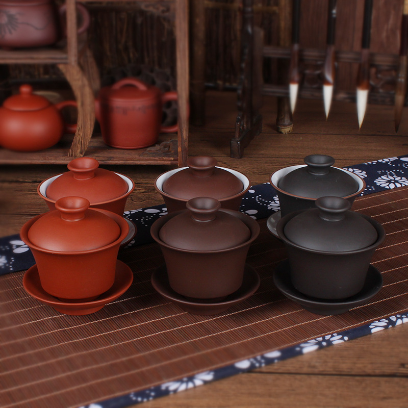 Set Kung Fu pentru ceai – Bol mare acoperit din lut purpuriu, ceramică, pentru infuzarea ceaiului