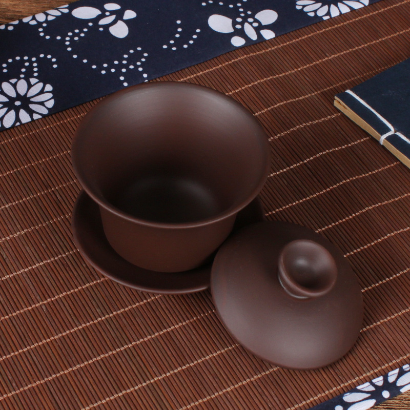 Set Kung Fu pentru ceai – Bol mare acoperit din lut purpuriu, ceramică, pentru infuzarea ceaiului