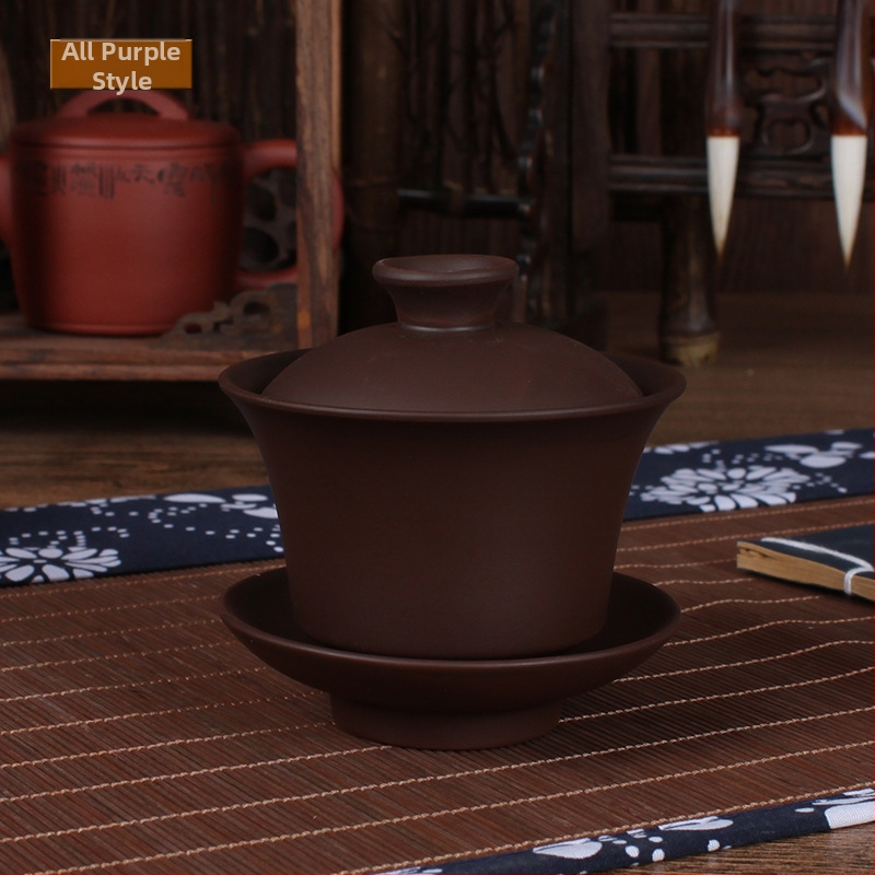 Set Kung Fu pentru ceai – Bol mare acoperit din lut purpuriu, ceramică, pentru infuzarea ceaiului