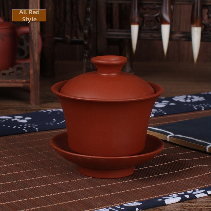 Set Kung Fu pentru ceai – Bol mare acoperit din lut purpuriu, ceramică, pentru infuzarea ceaiului
