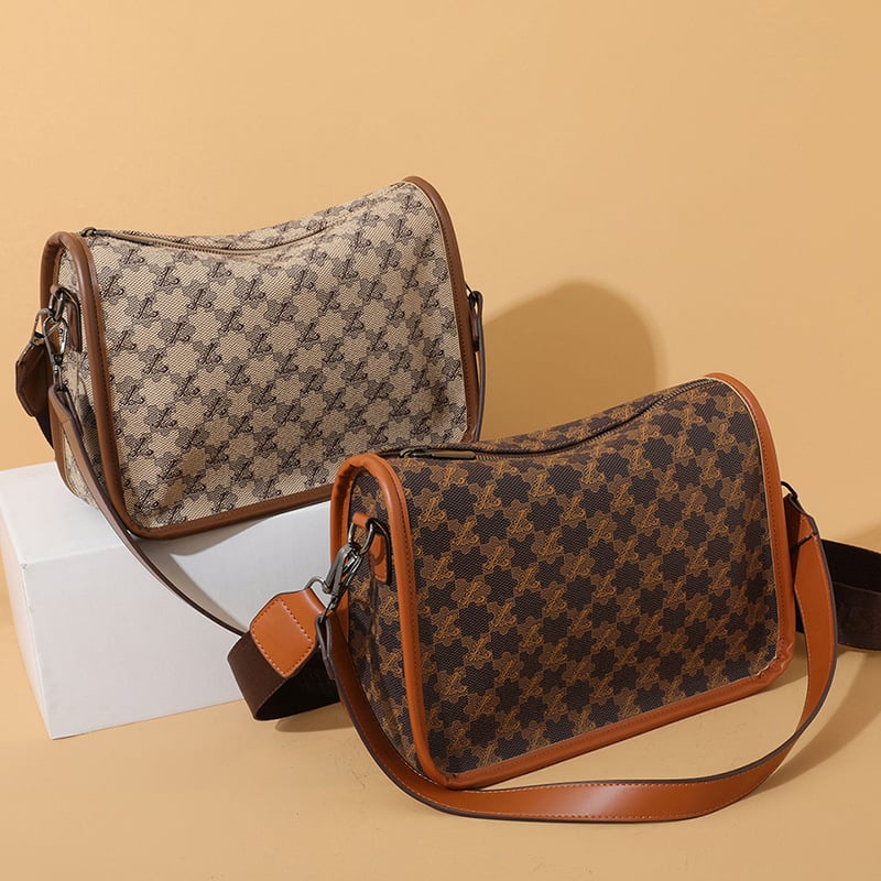 Geantă crossbody pentru femei în carouri, stil Boston, geantă retro pentru zi cu zi