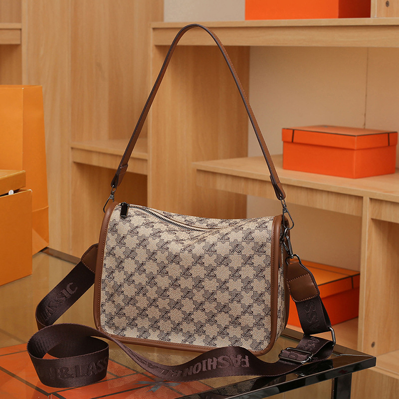 Geantă crossbody pentru femei în carouri, stil Boston, geantă retro pentru zi cu zi