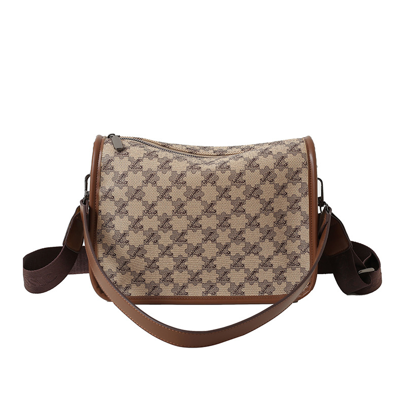 Geantă crossbody pentru femei în carouri, stil Boston, geantă retro pentru zi cu zi