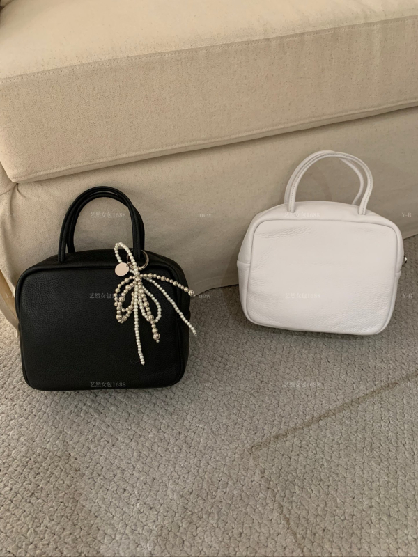 Geantă pentru femei din piele naturală, mică geantă pătrată în stil retro minimalist, geantă Boston