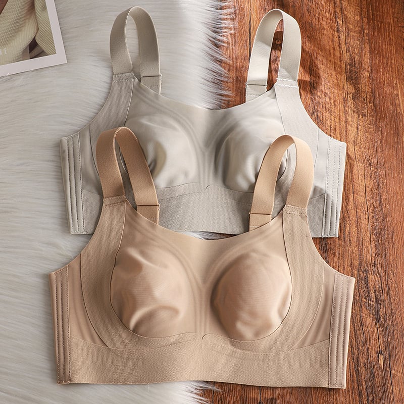  Sutien fără cusături, plus-size, pentru busturi mari, cupe cu urechi de iepure, cupe modelate ultra-subțiri, push-up și adunare laterală