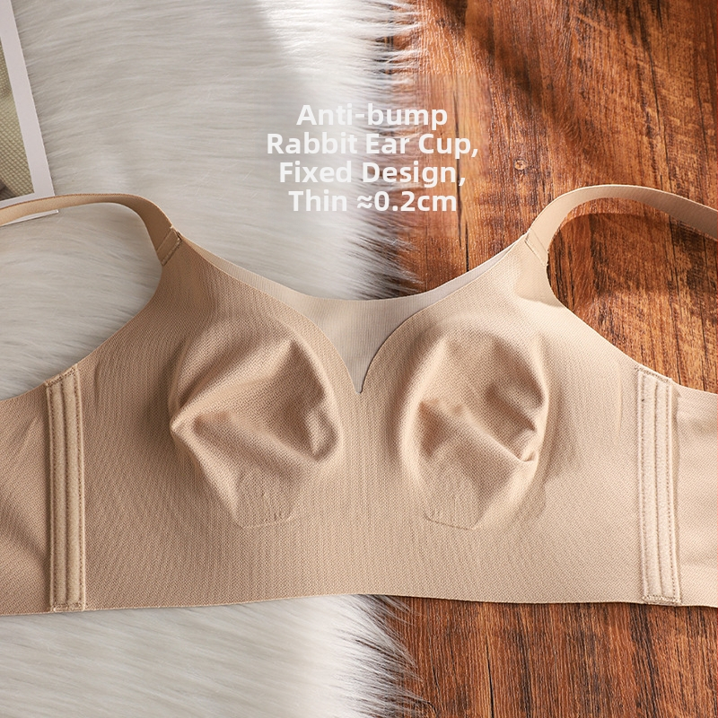  Sutien fără cusături, plus-size, pentru busturi mari, cupe cu urechi de iepure, cupe modelate ultra-subțiri, push-up și adunare laterală