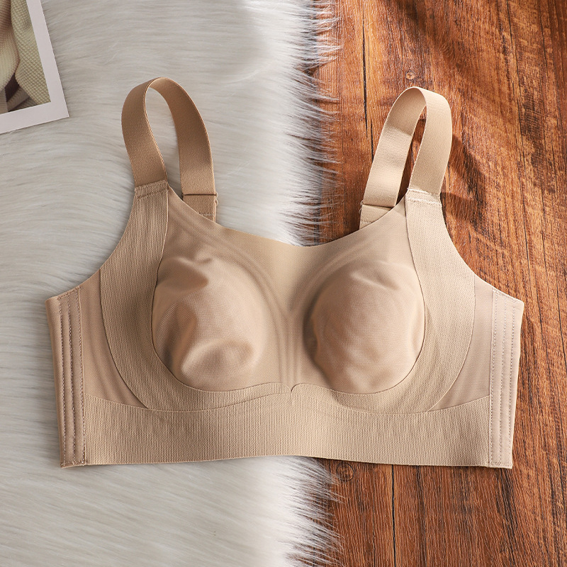  Sutien fără cusături, plus-size, pentru busturi mari, cupe cu urechi de iepure, cupe modelate ultra-subțiri, push-up și adunare laterală