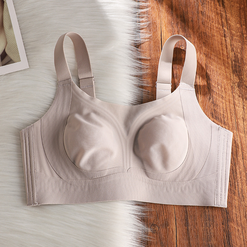  Sutien fără cusături, plus-size, pentru busturi mari, cupe cu urechi de iepure, cupe modelate ultra-subțiri, push-up și adunare laterală