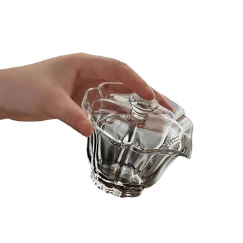 Castron de ceai din sticlă borosilicat cu capac, anti-arsură, ceainic cu filtru, set de ceai manual