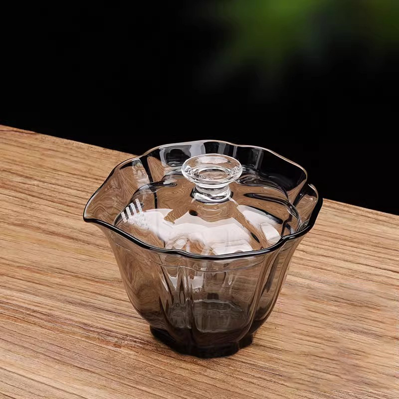 Castron de ceai din sticlă borosilicat cu capac, anti-arsură, ceainic cu filtru, set de ceai manual