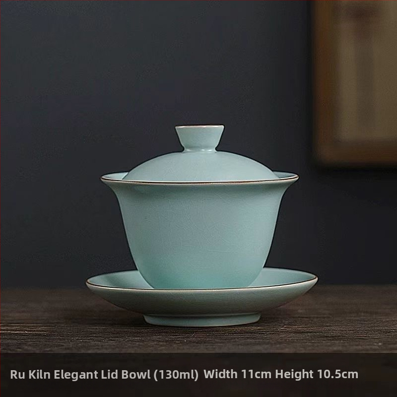 Sada čajových misiek a šálok s krytom z pece Sancai z celadónového porcelánu Ru, luxusný čajový riad Gongfu z porcelánu Ru