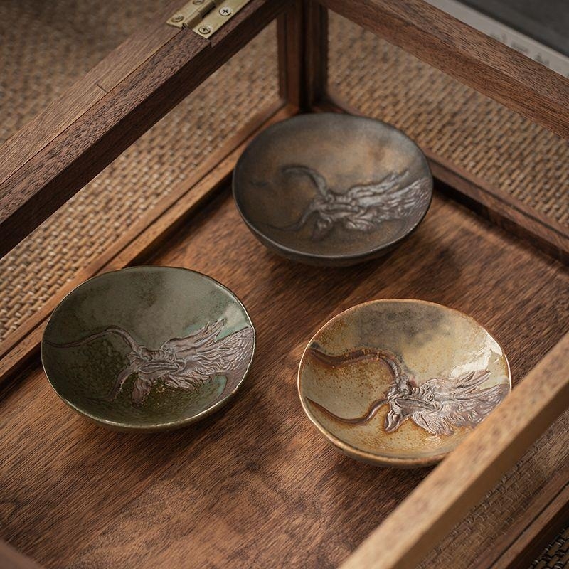 Ceșcuță ceramică în formă de dragon cu glazură de cuptor, lut purpuriu cu nisip, set Kung Fu pentru ceai, ceașcă premium pentru maeștri