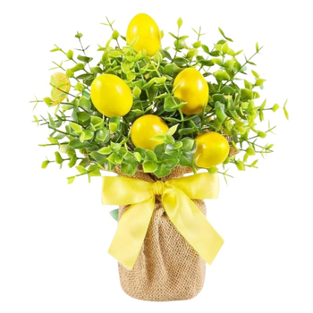 Buchet artificial de lămâi și plante verzi pentru sufragerie și masă