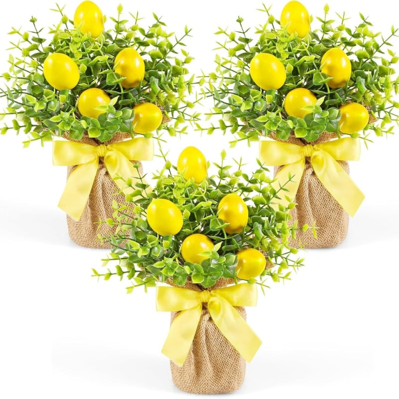 Buchet artificial de lămâi și plante verzi pentru sufragerie și masă