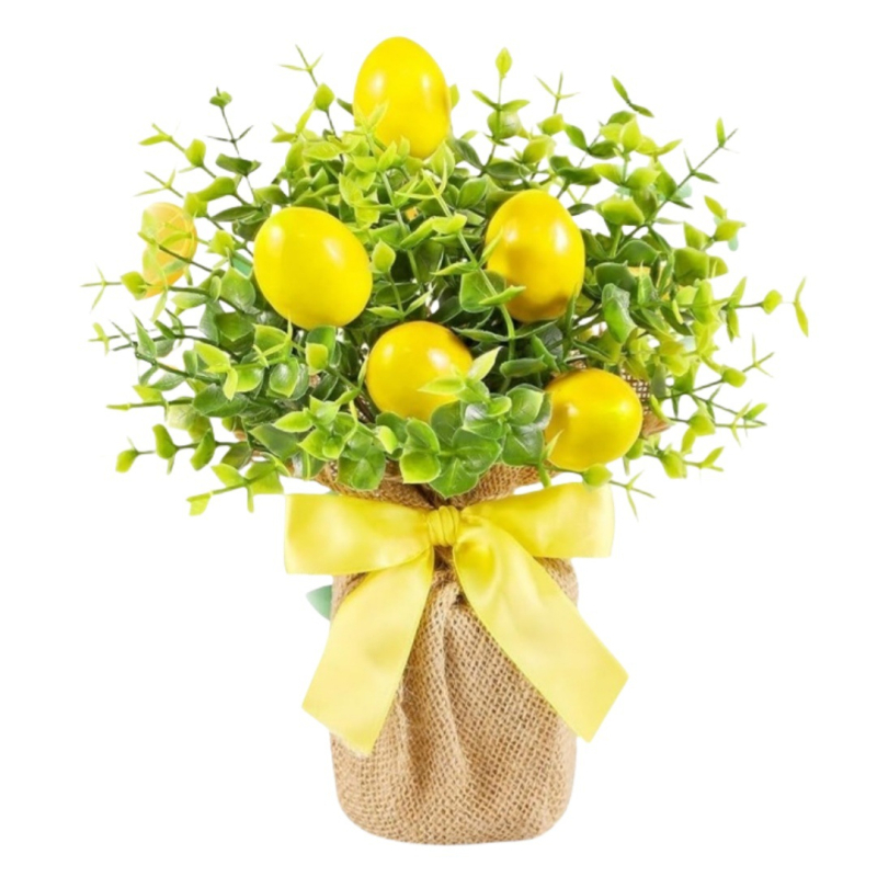 Buchet artificial de lămâi și plante verzi pentru sufragerie și masă