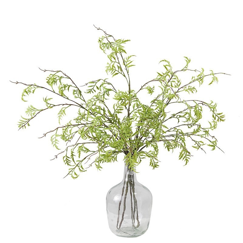 Frunze artificiale de ferigă verzi, iarbă de ferigă aurie, textură moale din cauciuc, decor pentru casă, aranjament floral pentru salon de prezentare