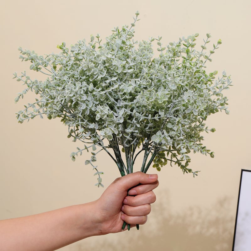 Plantă artificială de eucalipt în ghiveci verde, înălțime 30–100 cm, decor vegetal pentru amenajare casnică și ședințe foto