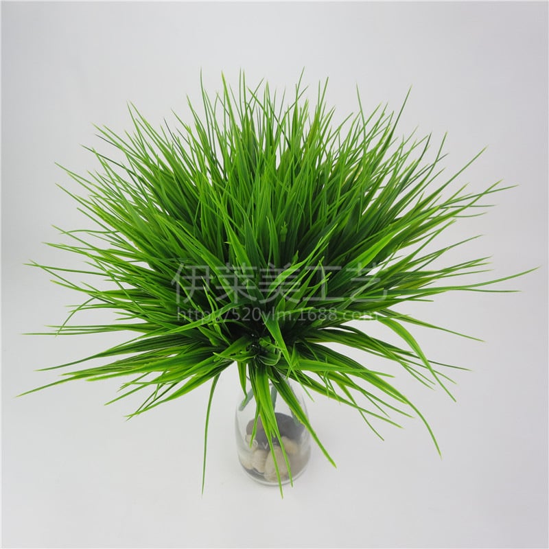 Buchet de flori artificiale cu 7 tulpini, 98 frunze, iarbă plastică, decor pentru living
