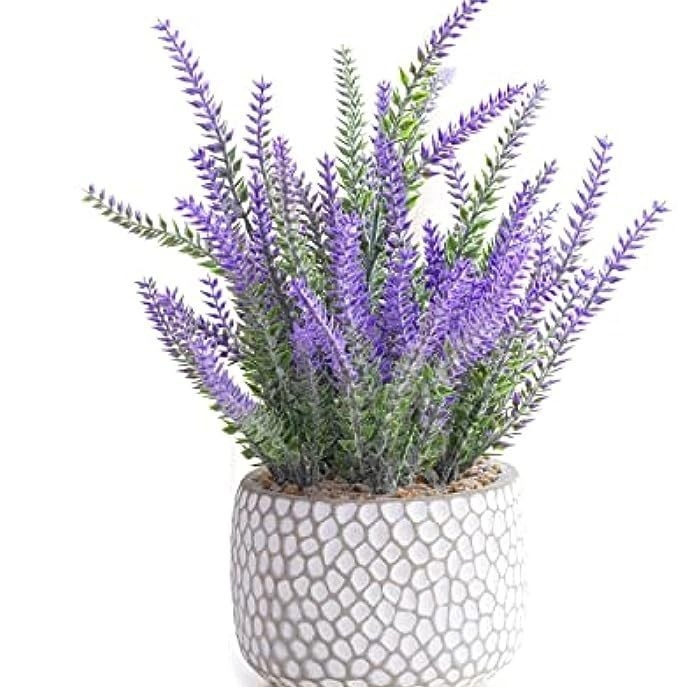 Bonsai artificial într-un vas din ciment de culoare lavandă, decor pentru casă, ornament de birou mic