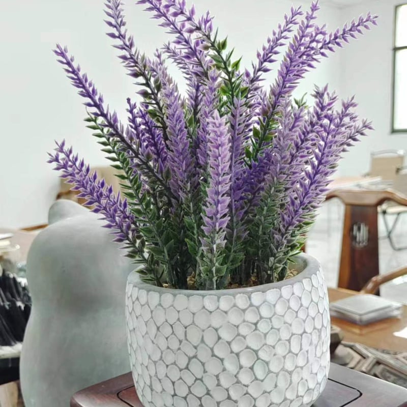 Bonsai artificial într-un vas din ciment de culoare lavandă, decor pentru casă, ornament de birou mic