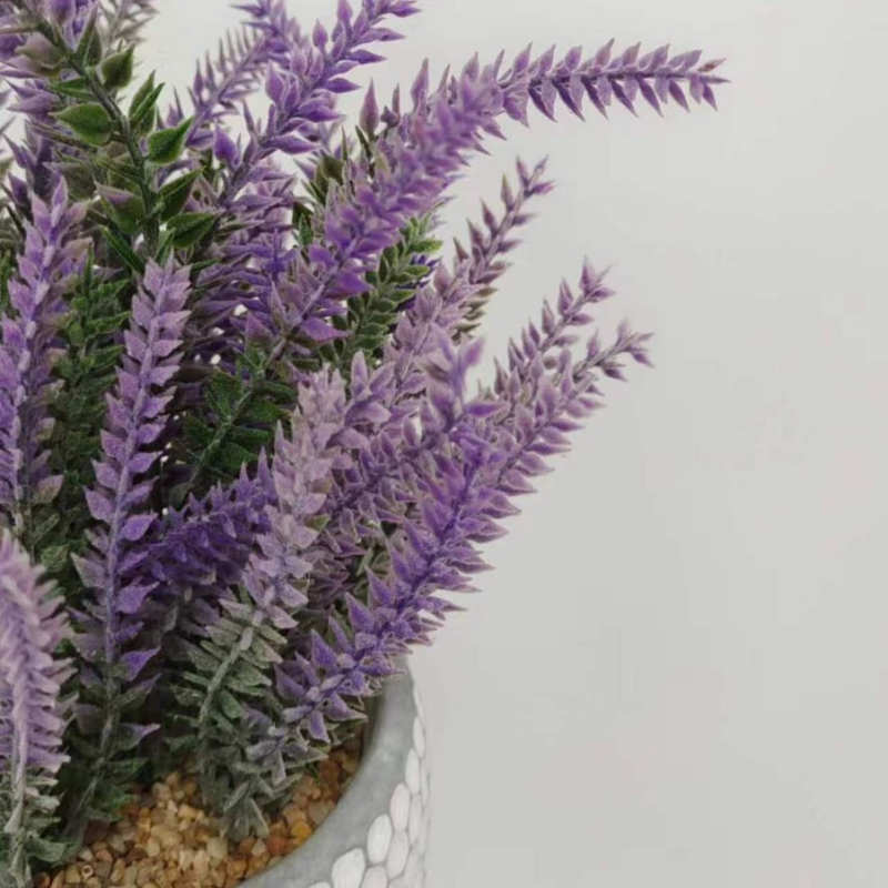 Bonsai artificial într-un vas din ciment de culoare lavandă, decor pentru casă, ornament de birou mic