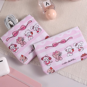 Geantă de stocare portabilă pentru căști, cabluri, ruj și machiaj - Material PU, stil desen animat