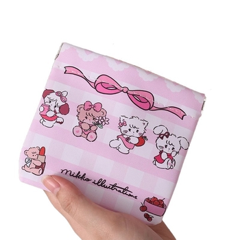 Geantă de stocare portabilă pentru căști, cabluri, ruj și machiaj - Material PU, stil desen animat