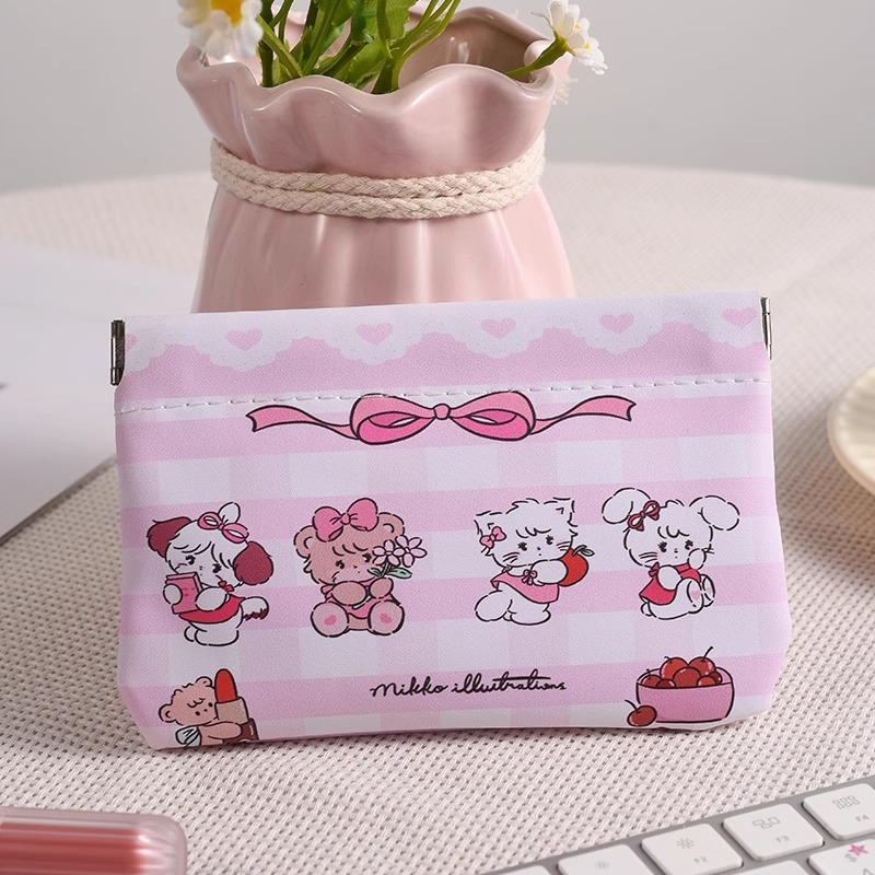Geantă de stocare portabilă pentru căști, cabluri, ruj și machiaj - Material PU, stil desen animat